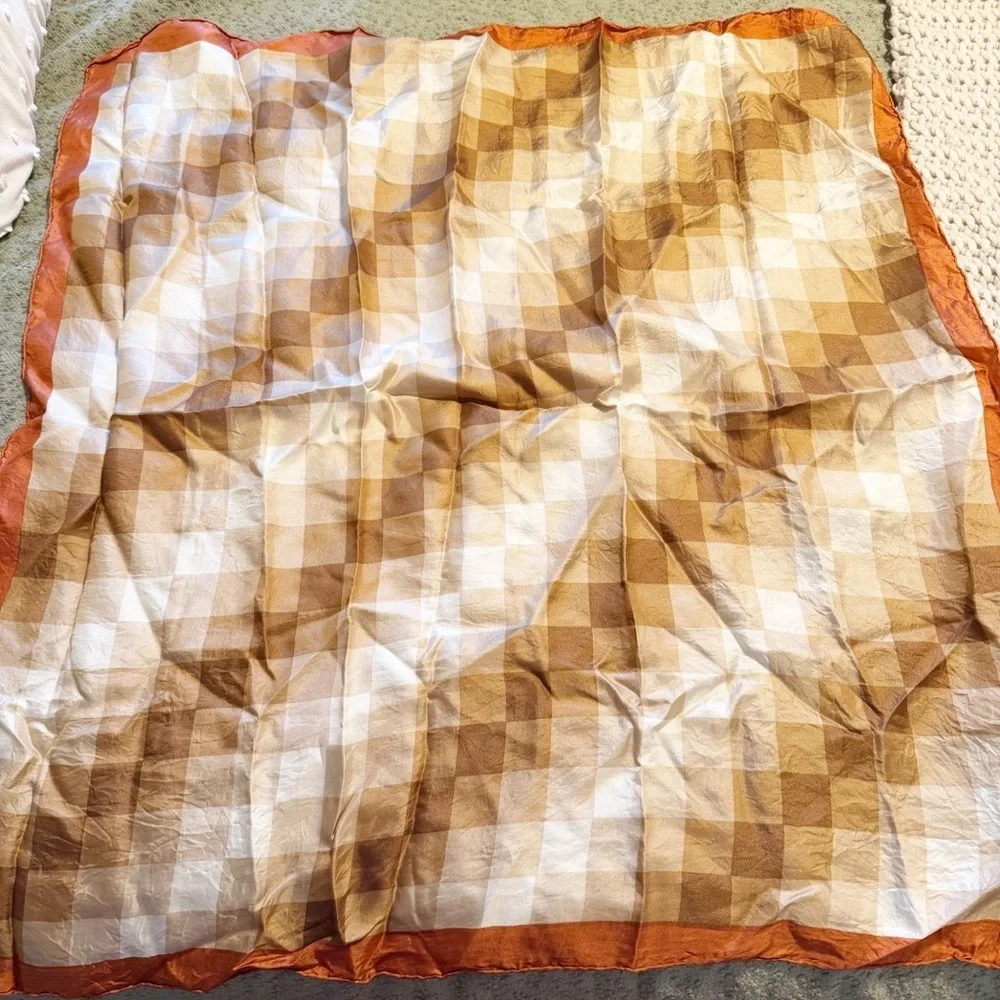 Vintage 100% silk hand rolled and hand printed scarf wrap